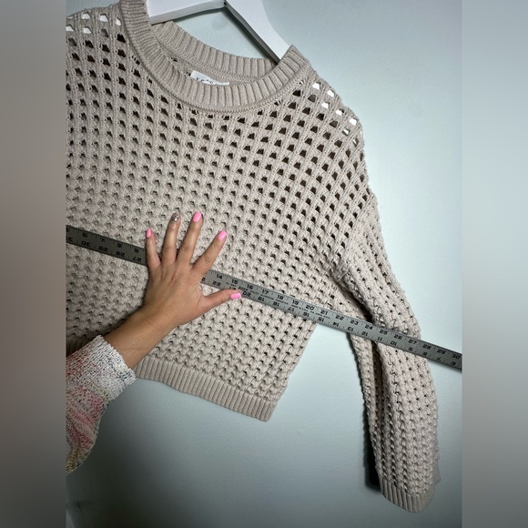 VELVET BY GRAHAM & SPENCER Sammie Mesh Knit Crew Neck Sweater in Dune Size XS - Picture 15 of 17